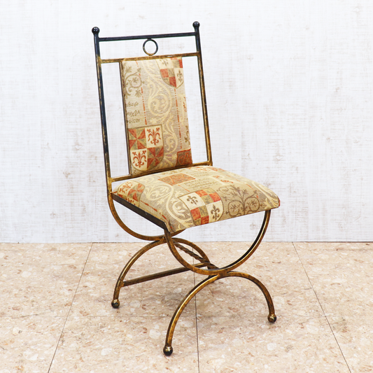 イギリス アンティーク アイアンフレーム チェア ゴブラン織り