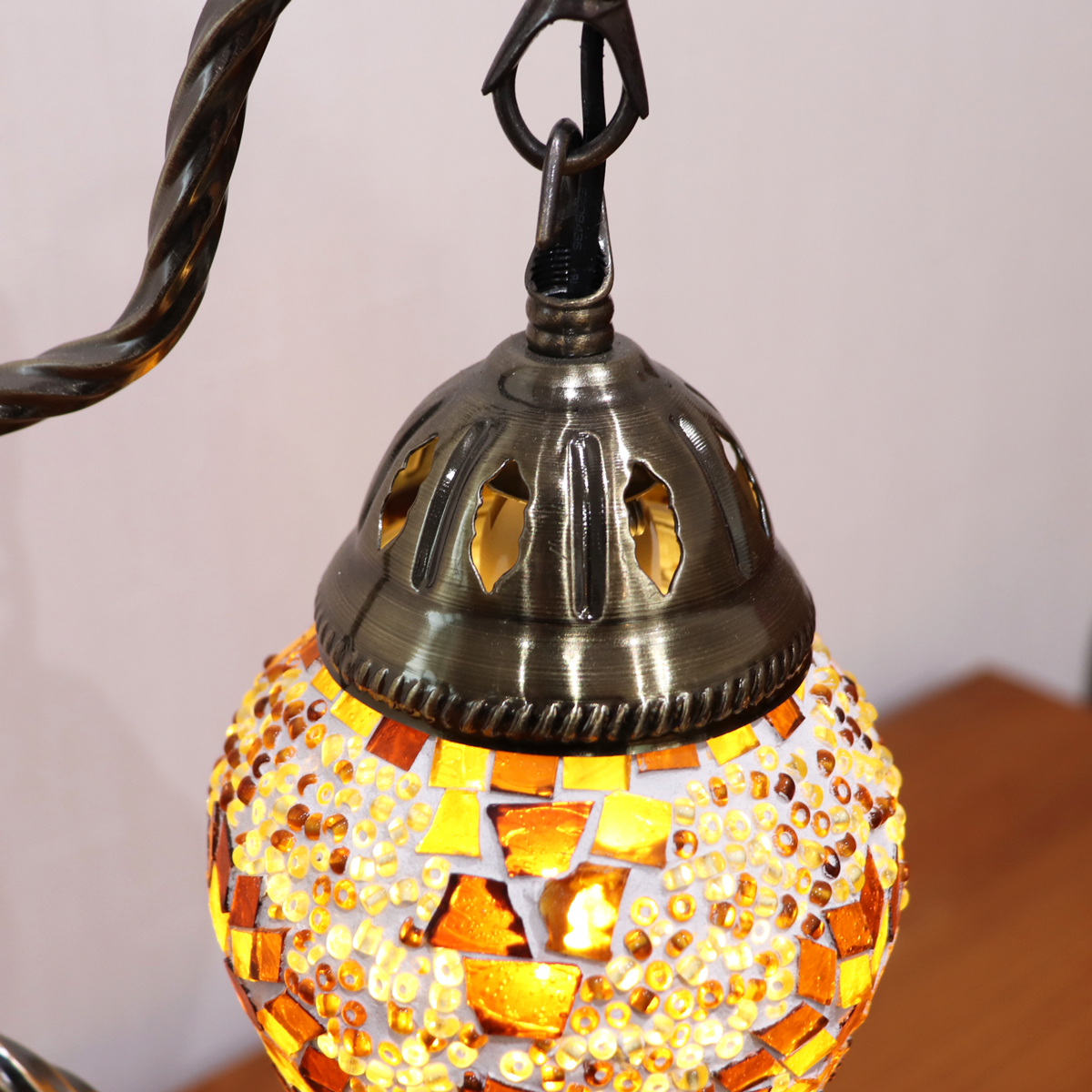 テーブルランプ ハンギングモザイクライト LED照明 イエロー