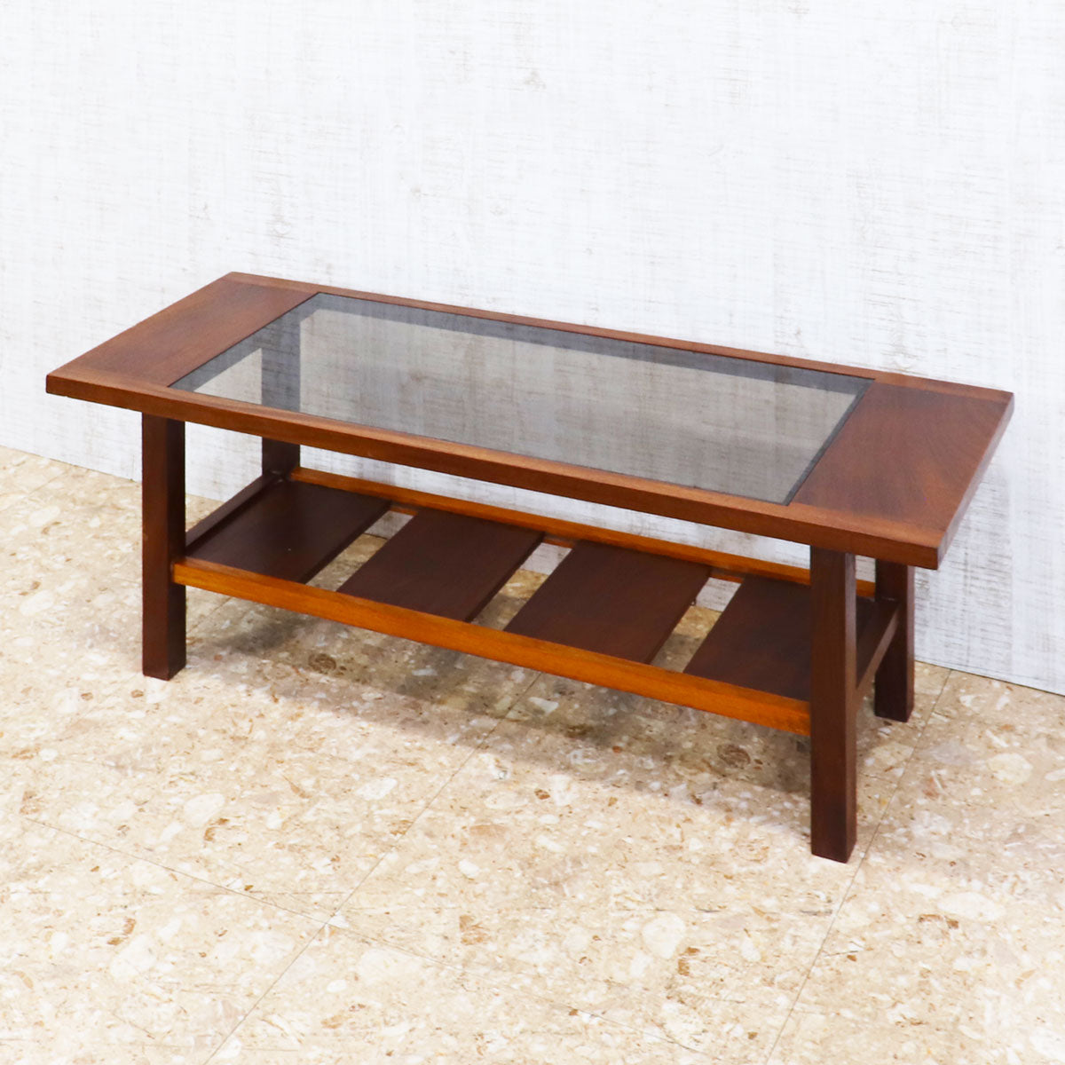 80s ガラストップ　コーヒーテーブル　ヴィンテージ　木工　昭和レトロ ガラステーブル 昭和レトロ お洒落‼️ 80s ガラストップ