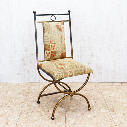 イギリス アンティーク アイアンフレームチェア ゴブラン織り