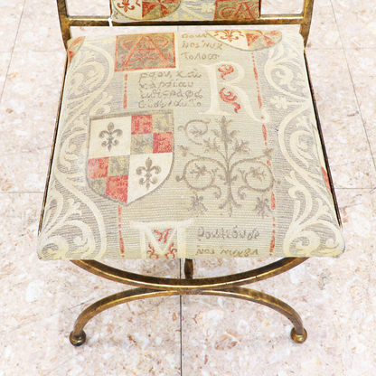 イギリス アンティーク アイアンフレームチェア ゴブラン織り