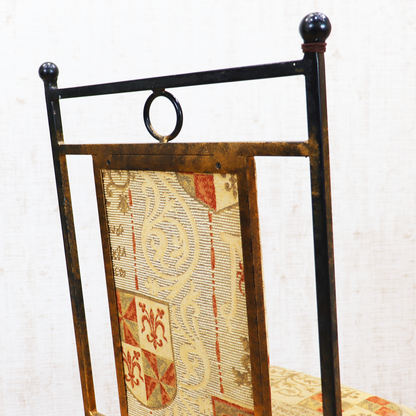 イギリス アンティーク アイアンフレームチェア ゴブラン織り