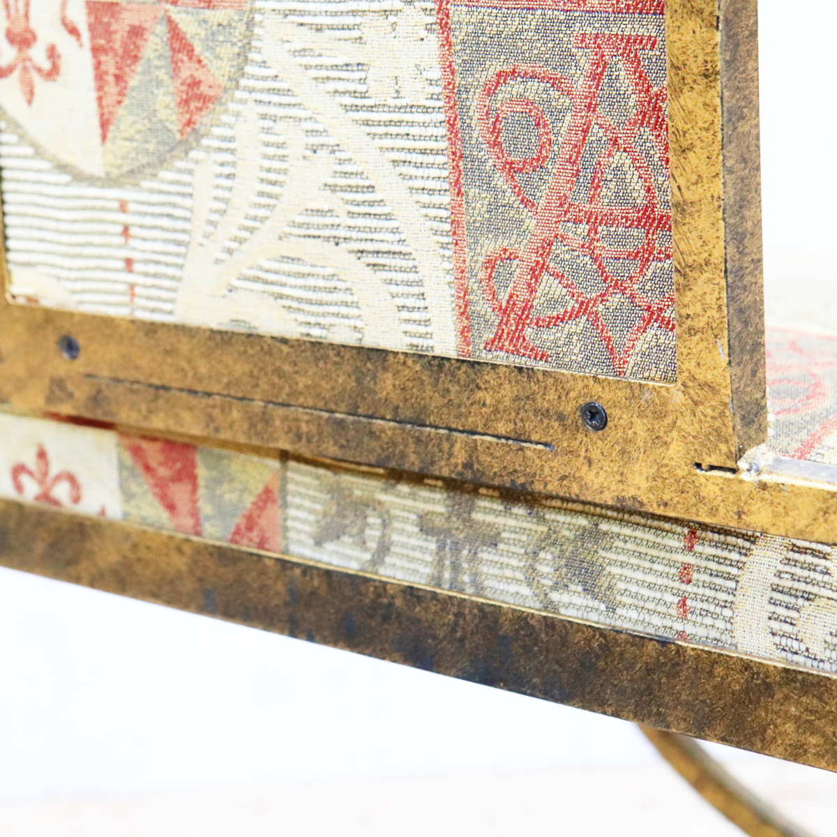 イギリス アンティーク アイアンフレームチェア ゴブラン織り