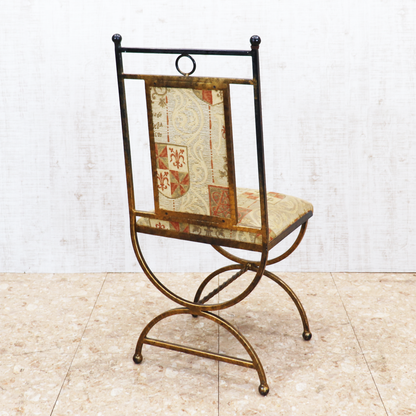 イギリス アンティーク アイアンフレームチェア ゴブラン織り