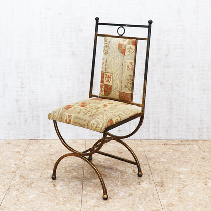 イギリス アンティーク アイアンフレームチェア ゴブラン織り
