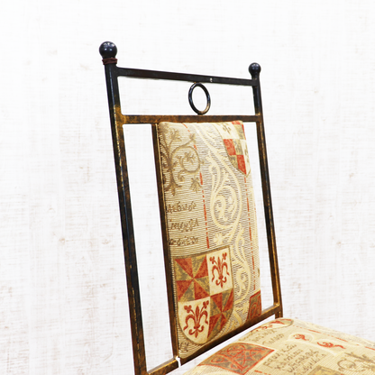 イギリス アンティーク アイアンフレームチェア ゴブラン織り