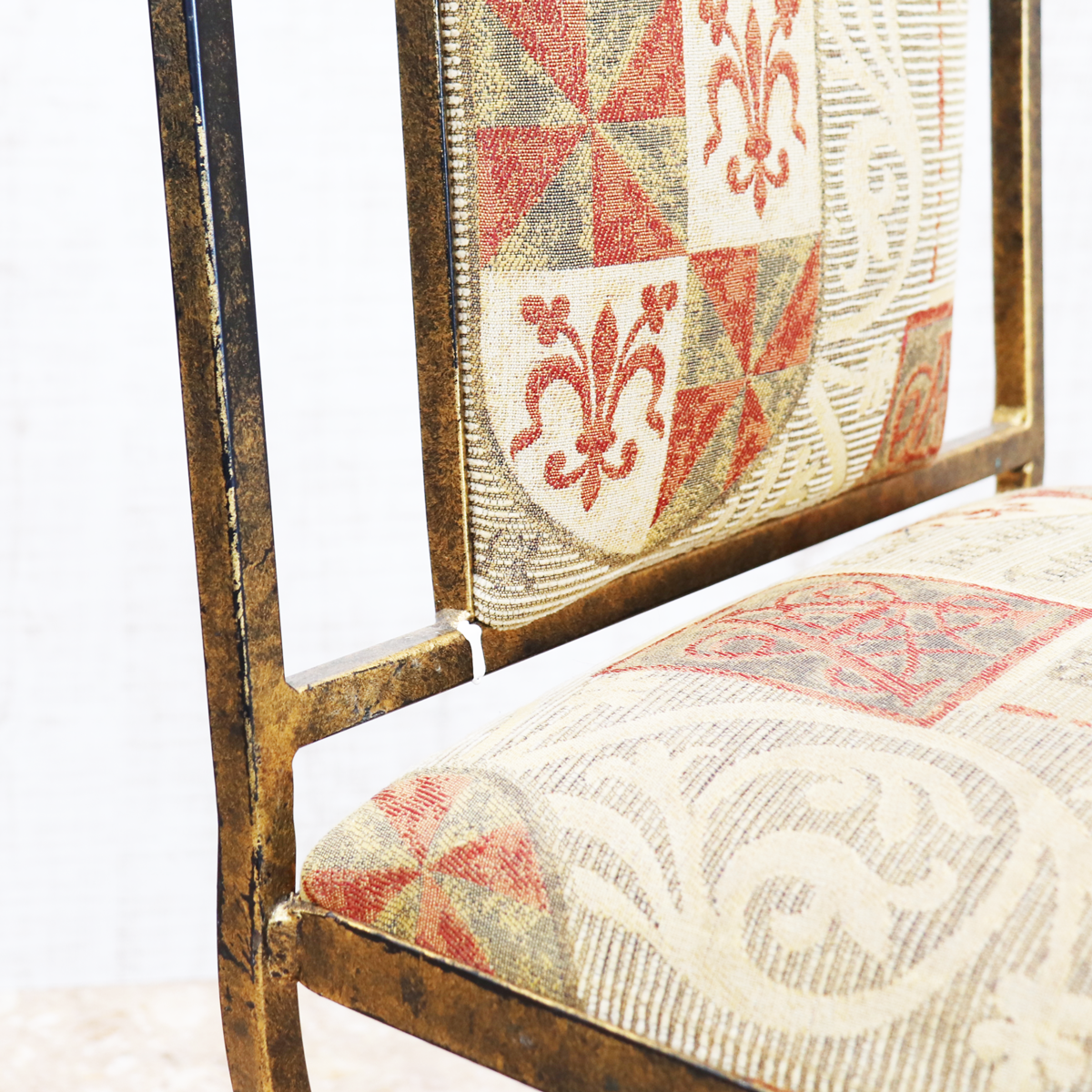 イギリス アンティーク アイアンフレームチェア ゴブラン織り