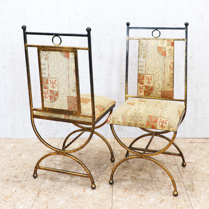 イギリス アンティーク アイアンフレームチェア ゴブラン織り