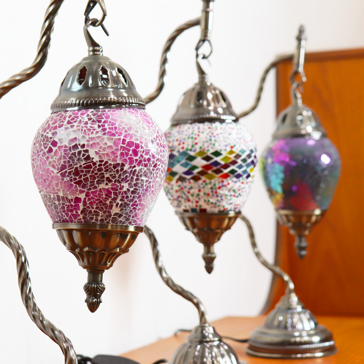 テーブルランプ ハンギングモザイクライト LED照明 ピンク