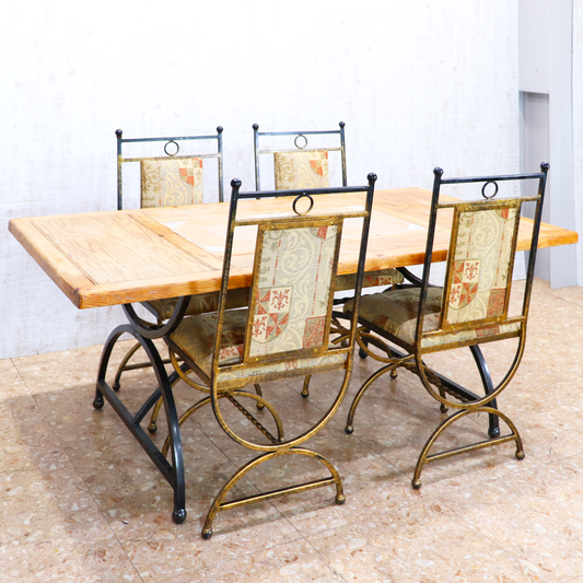 イギリス ヴィンテージ タイルトップ ダイニングテーブル オールドパイン アイアンフレーム