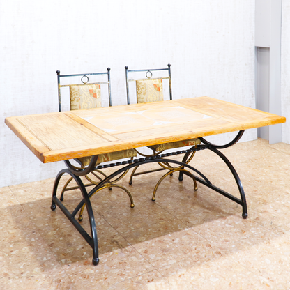 イギリス ヴィンテージ タイルトップ ダイニングテーブル オールドパイン アイアンフレーム