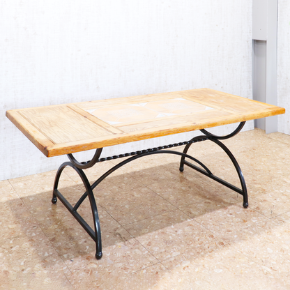 イギリス ヴィンテージ タイルトップ ダイニングテーブル オールドパイン アイアンフレーム