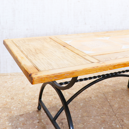 イギリス ヴィンテージ タイルトップ ダイニングテーブル オールドパイン アイアンフレーム