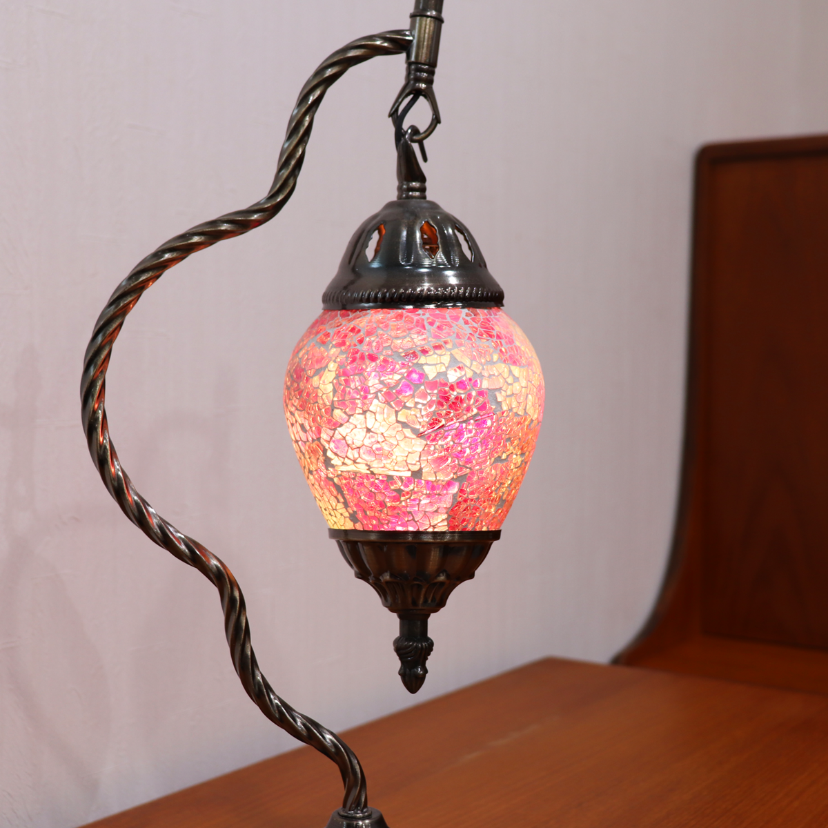 テーブルランプ ハンギングモザイクライト LED照明 ピンク