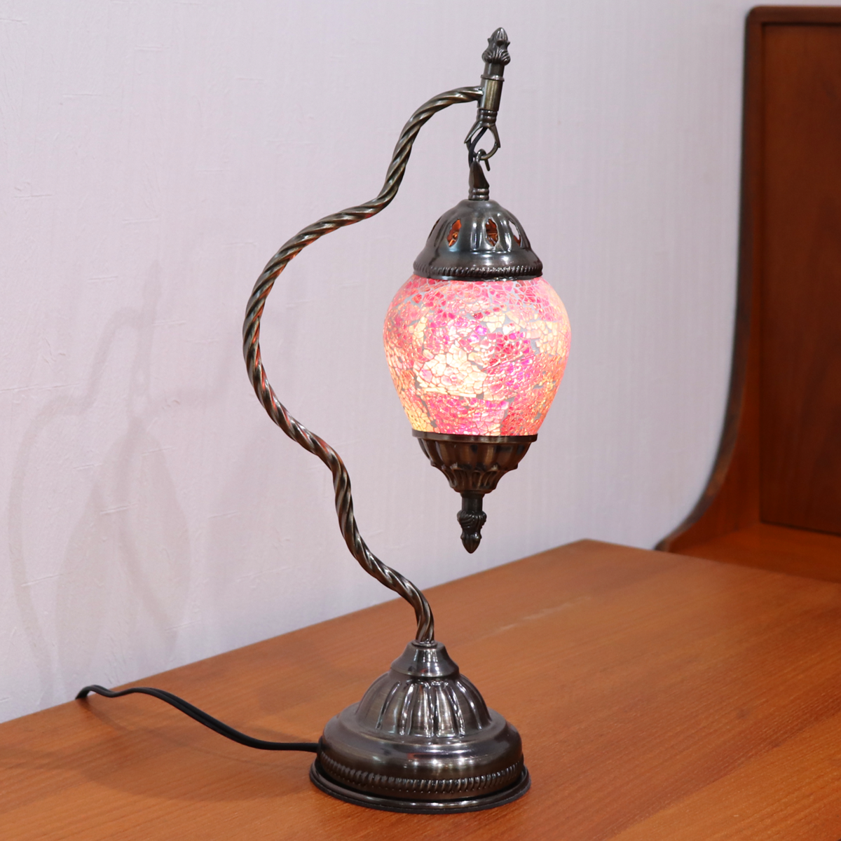 テーブルランプ ハンギングモザイクライト LED照明 ピンク