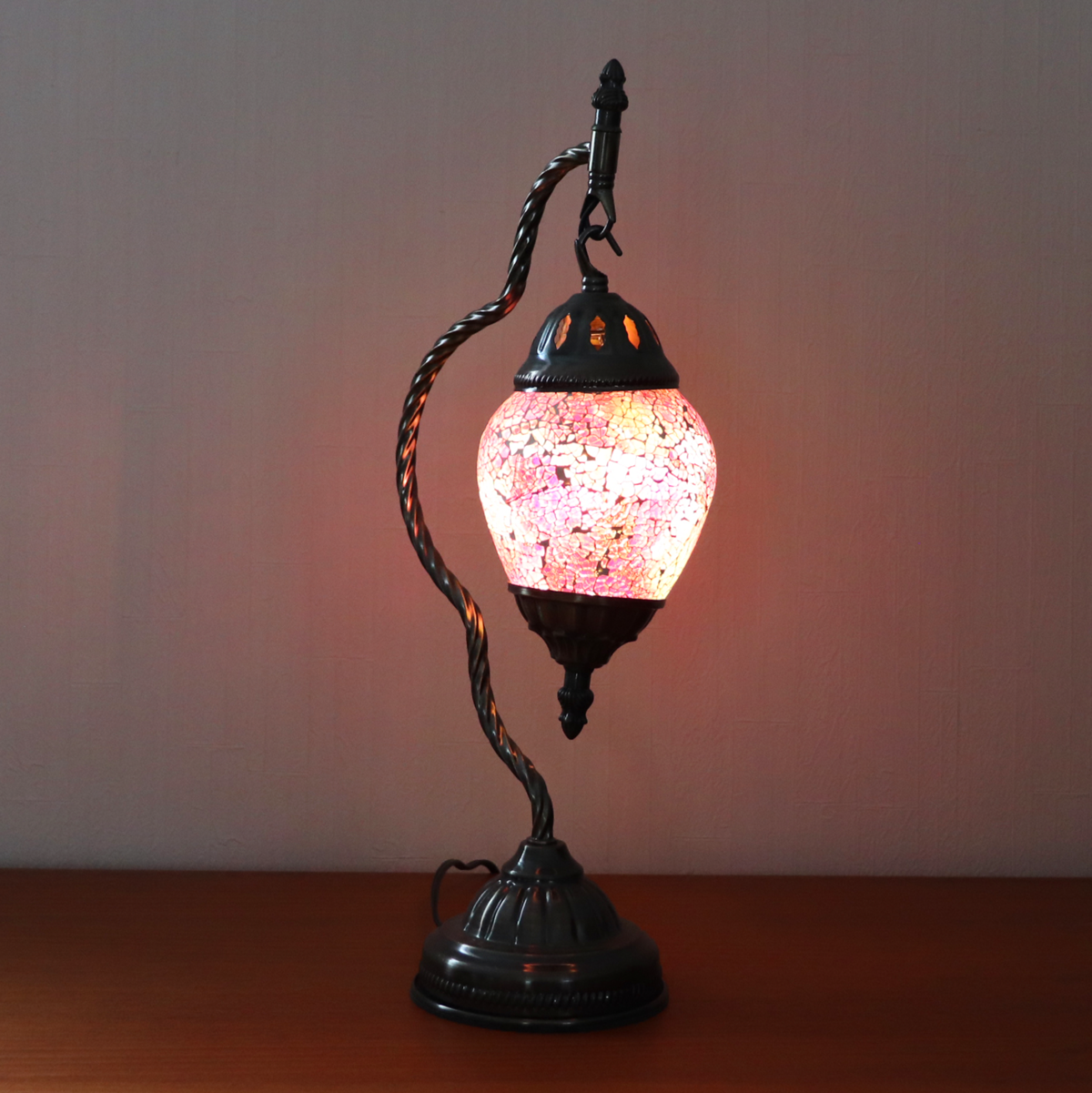 テーブルランプ ハンギングモザイクライト LED照明 ピンク