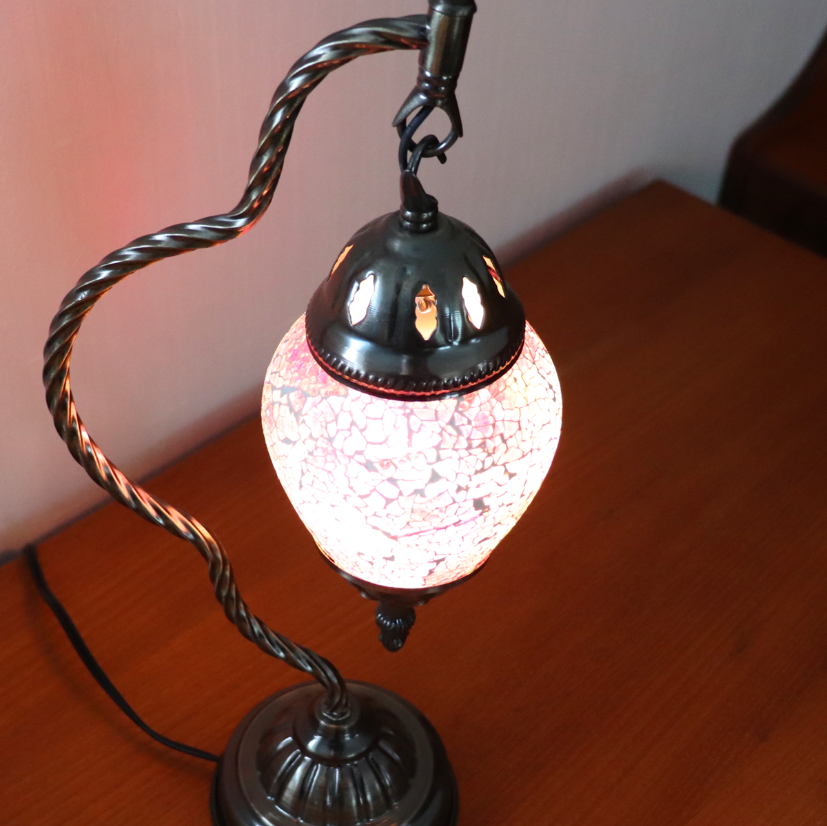 テーブルランプ ハンギングモザイクライト LED照明 ピンク