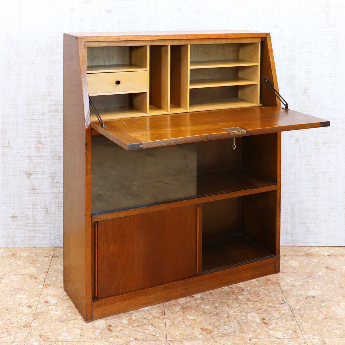 イギリス ヴィンテージ ライティングビューロー ブックケース – studio MID