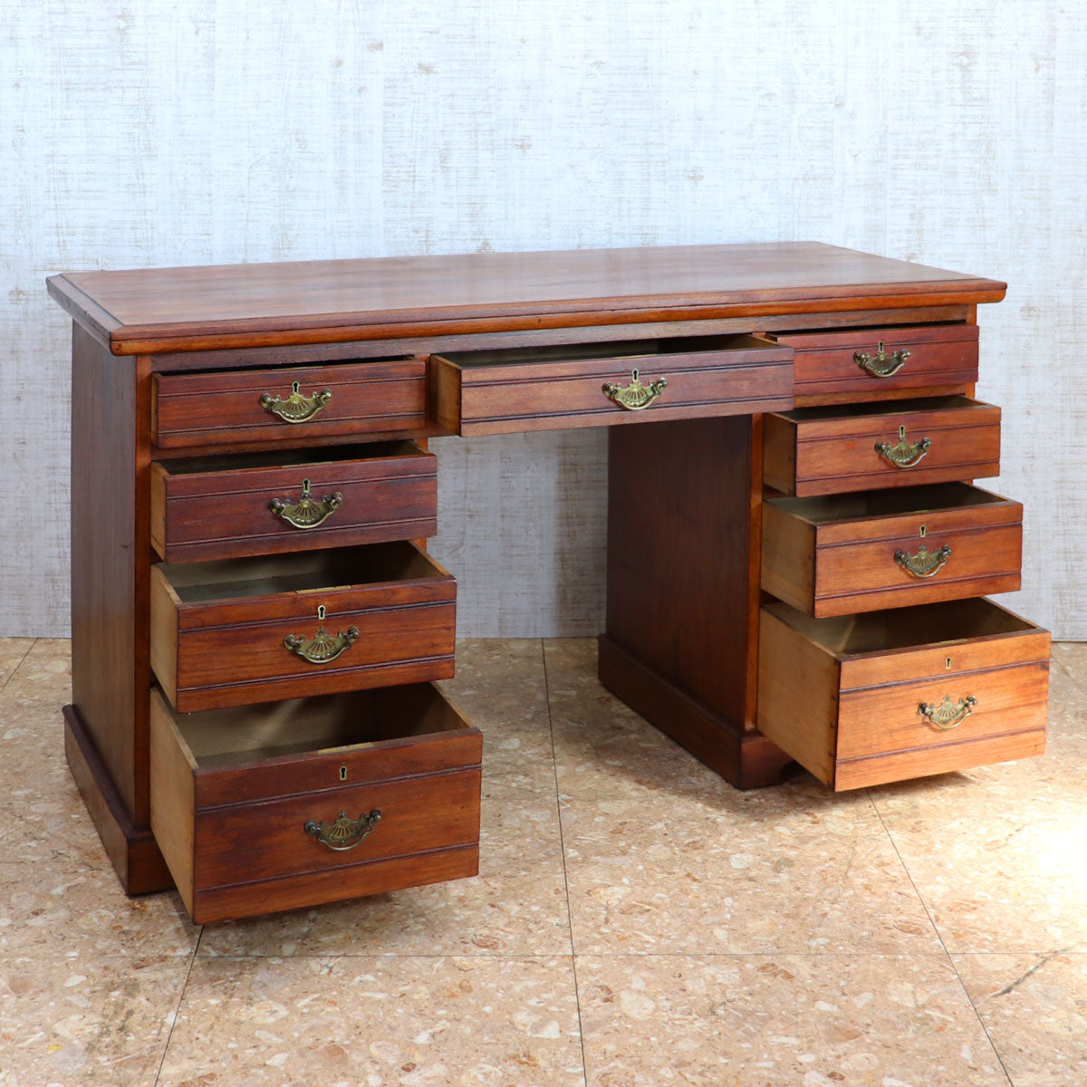 イギリス アンティーク ペディスタルデスク ライティングデスク