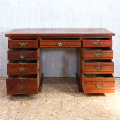 イギリス アンティーク ペディスタルデスク ライティングデスク