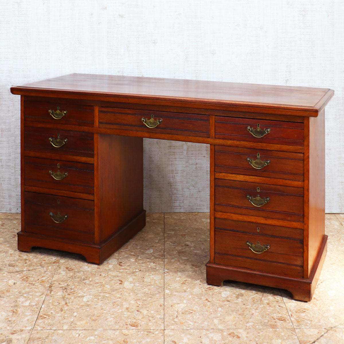 イギリス アンティーク ペディスタルデスク ライティングデスク