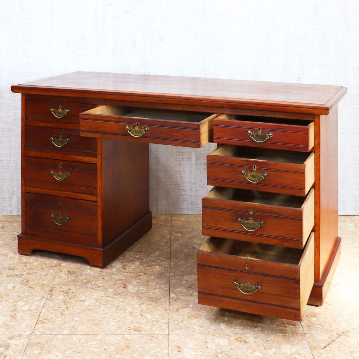 イギリス アンティーク ペディスタルデスク ライティングデスク