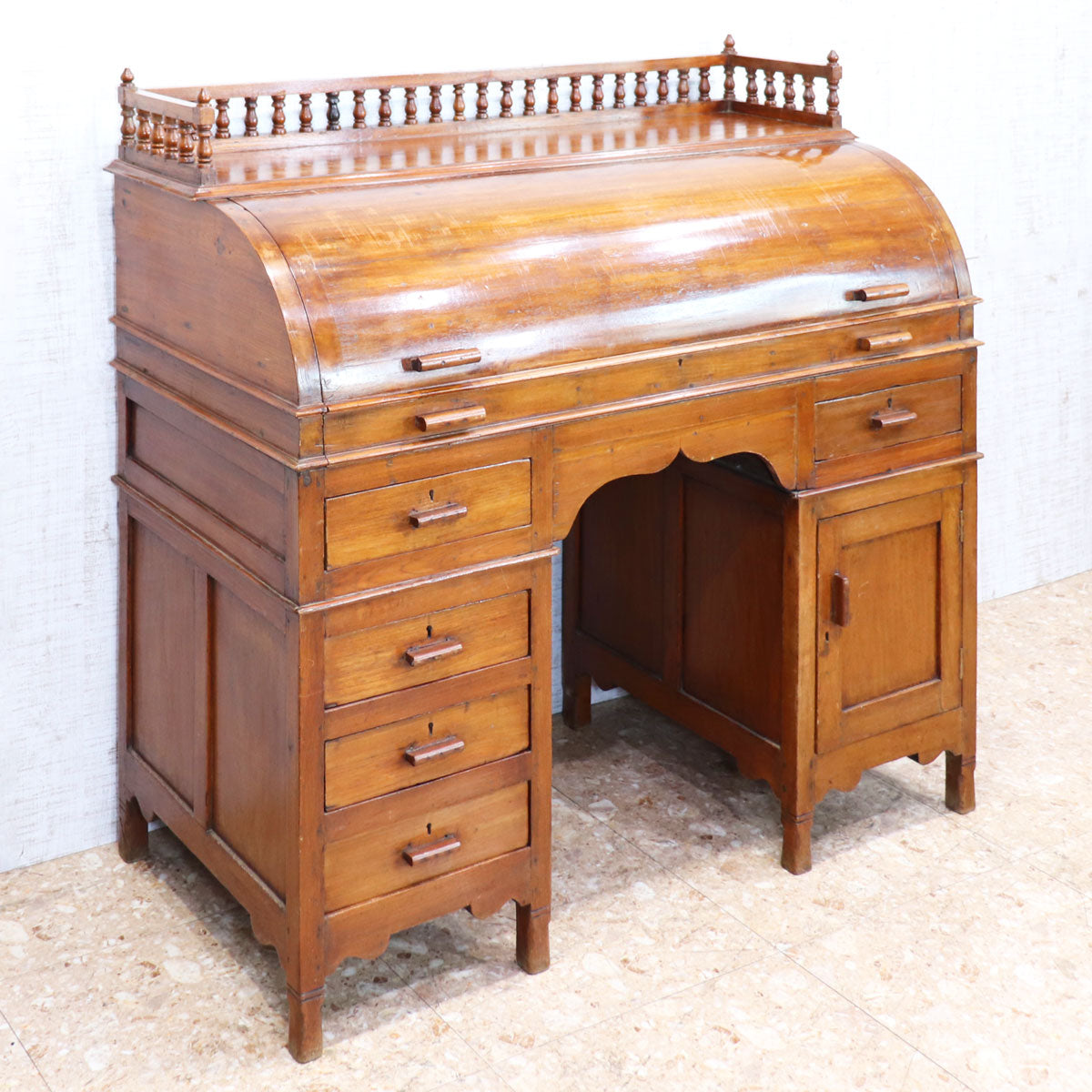 イギリス アンティーク バレルロールデスク