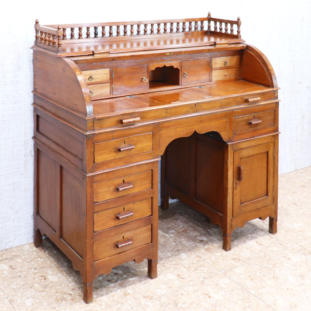 イギリス アンティーク バレルロールデスク