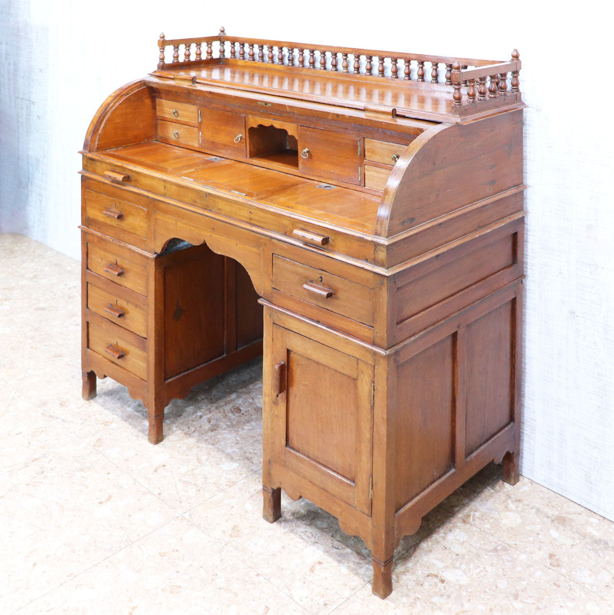 イギリス アンティーク バレルロールデスク